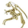 Kingston Brass KS229PB Tub Wall Mount Clawfoot Tub Faucet with Hand Shower, Polished Brass KS229PB